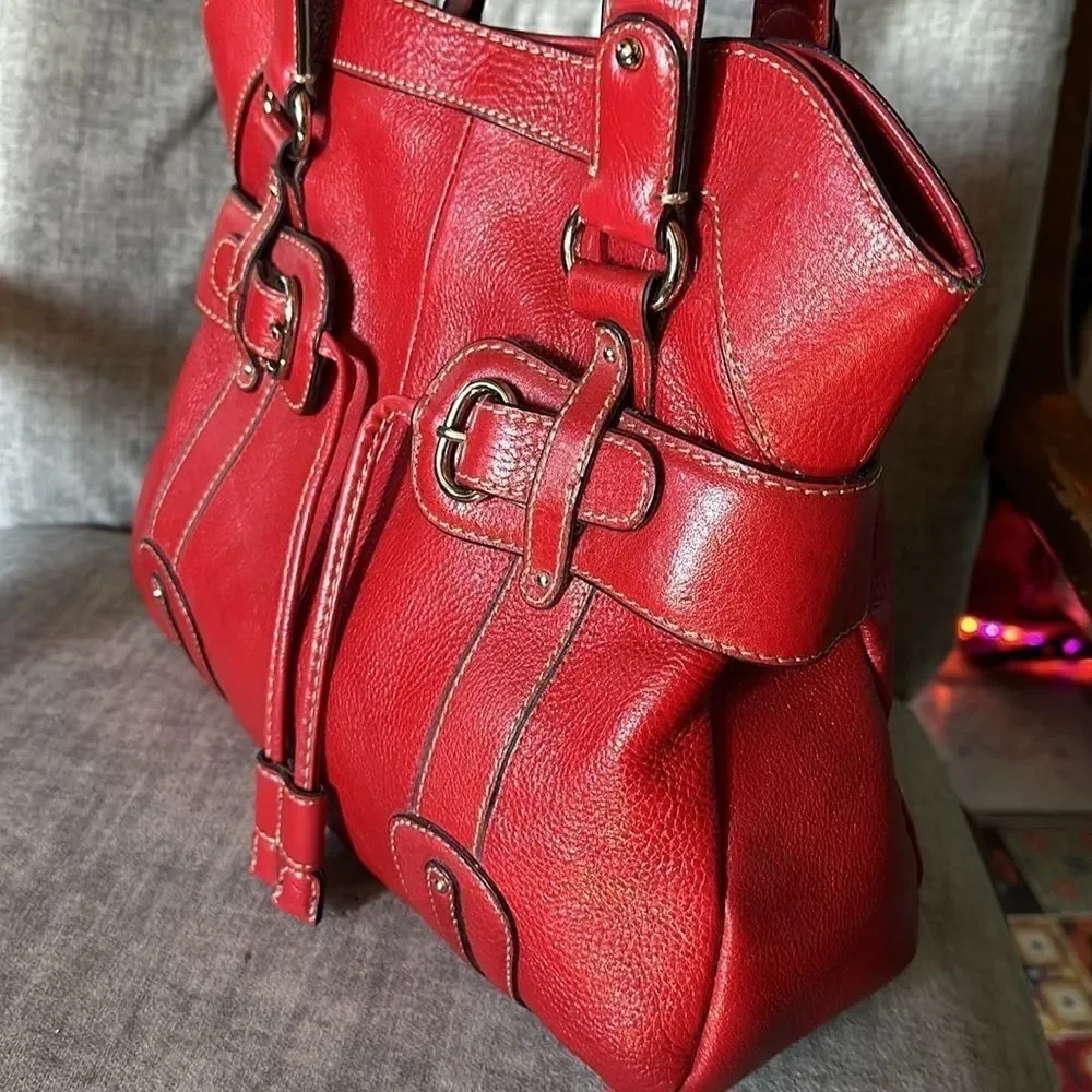 Pelle vintage red leather hobo